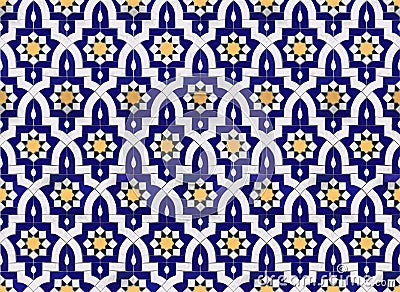 Seamless ceramic tile based on traditional oriental arabic patterns. Vintage multicolor pattern in turkish, morocco, arabic style. Stock Photo