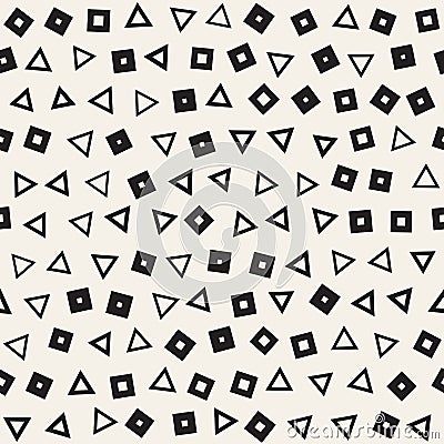 Seamless chaotic patterns. Randomly scattered geometric shapes. Abstract retro background design Stock Photo