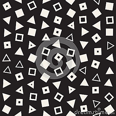 Seamless chaotic patterns. Randomly scattered geometric shapes. Abstract retro background design Stock Photo
