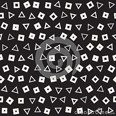 Seamless chaotic patterns. Randomly scattered geometric shapes. Abstract retro background design Stock Photo