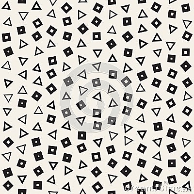Seamless chaotic patterns. Randomly scattered geometric shapes. Abstract retro background design Vector Illustration