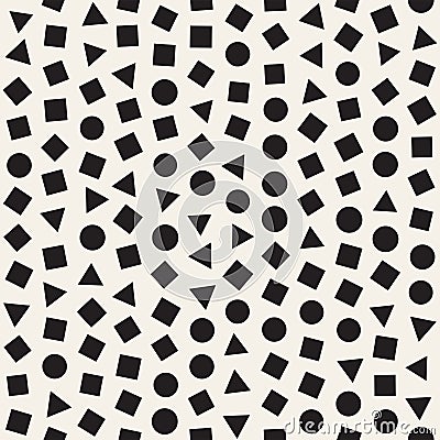 Seamless chaotic patterns. Randomly scattered geometric shapes. Abstract retro background design Vector Illustration