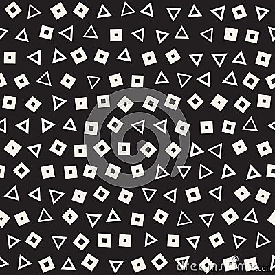 Seamless chaotic patterns. Randomly scattered geometric shapes. Abstract retro background design Stock Photo