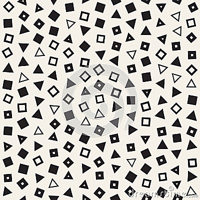 Seamless chaotic patterns. Randomly scattered geometric shapes. Abstract retro background design Stock Photo
