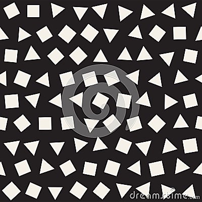 Seamless chaotic patterns. Randomly scattered geometric shapes. Abstract retro background design Vector Illustration