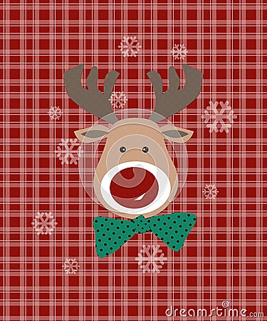 Seamless checkered pattern with deer christmas style Stock Photo