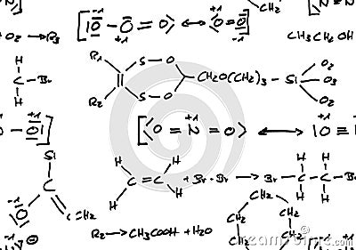 Seamless chemical formula background Stock Photo