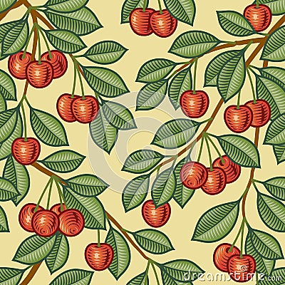 Seamless cherry background Vector Illustration