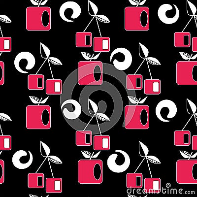 Seamless cherry modern geometric pattern Stock Photo