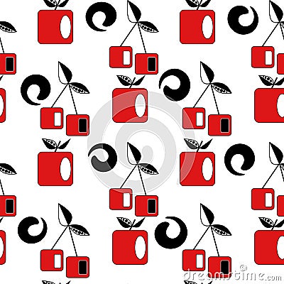 Seamless cherry modern geometric pattern Stock Photo