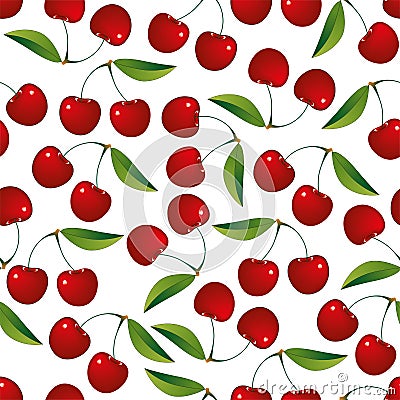 Seamless cherry pattern vector background Vector Illustration