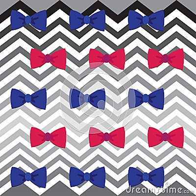 Seamless Chevron zigzag and bowtie pattern Vector Illustration