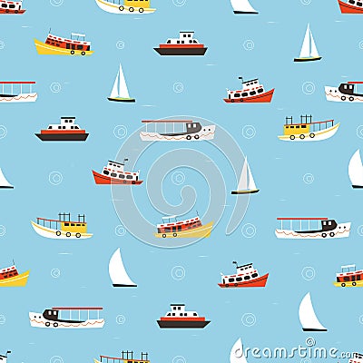 Seamless children background from boats Vector Illustration