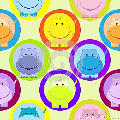 Seamless children pattern with hippo vector illustration Vector Illustration