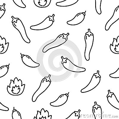Seamless chili pattern with doodle style Stock Photo