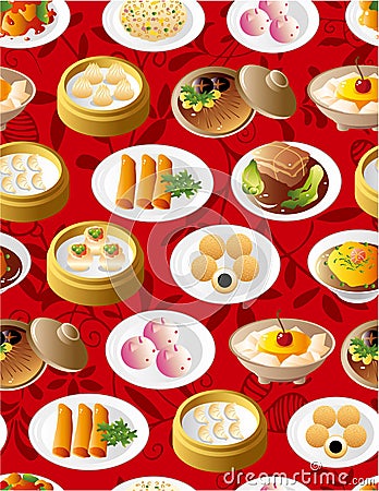 Seamless chinese food pattern Vector Illustration