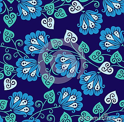 Seamless chinese vector floral pattern for ceramic design Vector Illustration