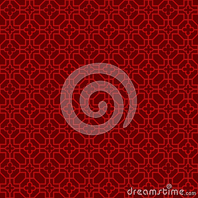 Seamless Chinese window tracery cross flower line pattern background. Vector Illustration