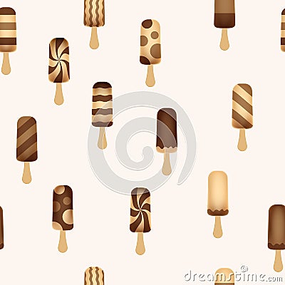 Seamless chocolate ice creams background. Vector Illustration