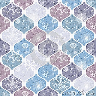 Seamless christmas geometric pattern of shapes with winter pattern with snowflakes Vector Illustration