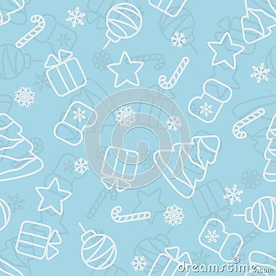 Seamless Christmas light blue pattern, vector Vector Illustration