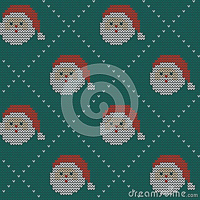 Seamless Christmas nordic knitting vector pattern with Selburose and decorative elements Vector Illustration