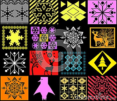 Seamless Christmas patchwork decorative ornaments elements pattern Stock Photo