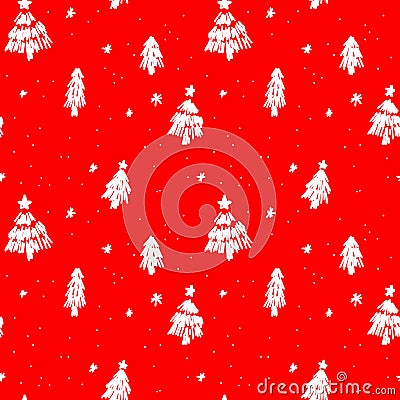 Seamless christmas pattern sketches of natural elements Vector Illustration