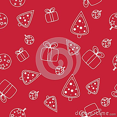 Seamless Christmas pattern with snowflakes on red background Stock Photo