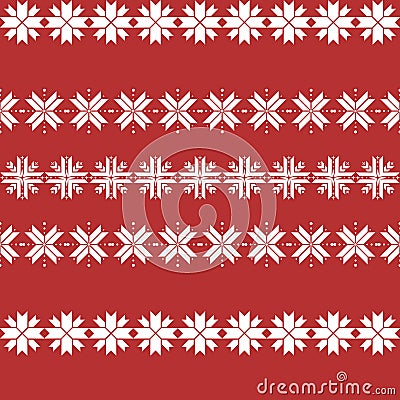 Seamless christmas pattern with snowflakes. traditional sweater pattern Vector Illustration