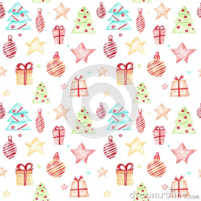 Seamless Christmas pattern on a white background Stock Photo