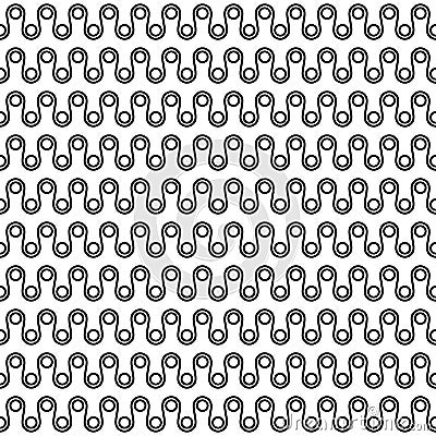 Seamless circles and wavy lines pattern. Black and white symbols for background Vector Illustration