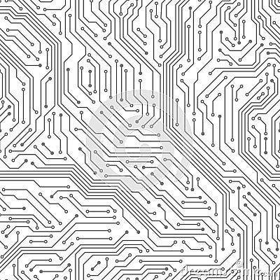 Seamless circuit board. Digital technology electrical scheme printed motherboard computer chip electronic equipment Vector Illustration