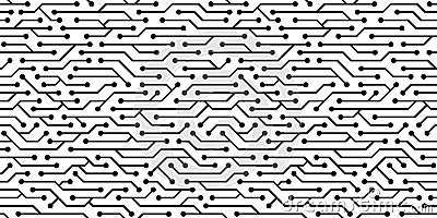 Seamless circuit board pattern. Vector microchip background. Vector Illustration