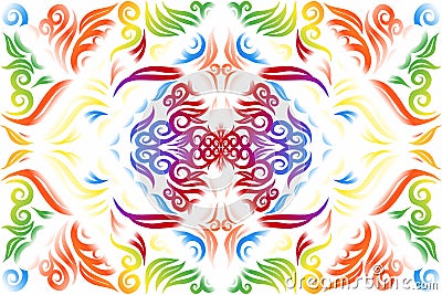 seamless circular circle LUXURIOUS Colourful caleidoscope gradient flower art pattern batik ethnic daya Stock Photo