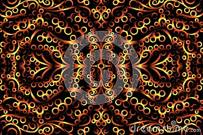 seamless circular circle LUXURIOUS gOLD Colour caleidoscope pattern of indonesian culture traditional tenun batik Stock Photo