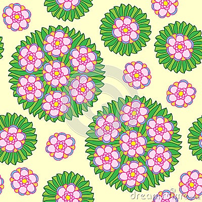 Seamless Circular Floral Pattern Vector Illustration