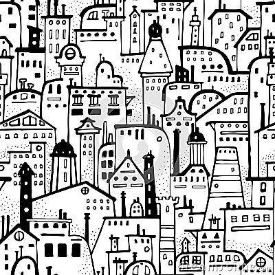 Seamless city pattern. Vector Illustration