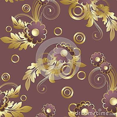 Seamless with claret flowers Vector Illustration