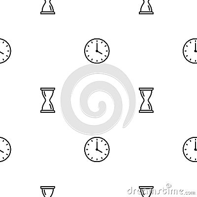 Seamless clock icons pattern on white background Stock Photo
