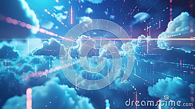 A seamless cloud of data flowing from one device to another representing the effortless transfer of information in Stock Photo