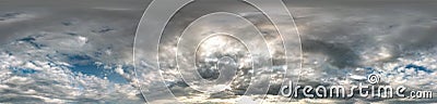 Seamless cloudy blue sky hdri panorama 360 degrees angle view with zenith and beautiful clouds for use in 3d graphics as sky dome Stock Photo