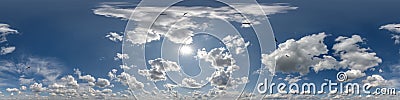 seamless cloudy blue sky 360 hdri panorama view flock of birds in beautiful clouds for use in 3d graphics as sky dome replacement Stock Photo