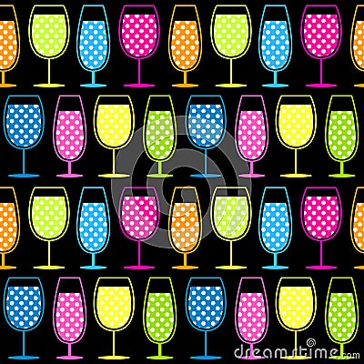 Seamless Cocktail Glasses Pattern Stock Photo