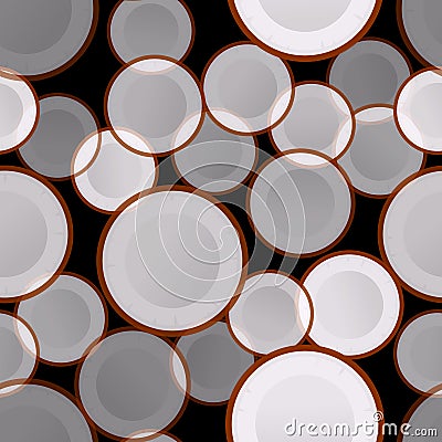 Seamless coconut vector pattern. Minimalistic food background. Vitamins repeatable texture. Vector Illustration