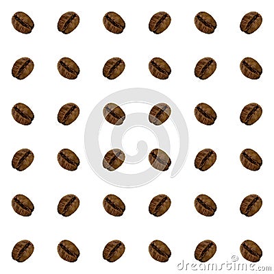 seamless coffee pattern background. Coffee beans Isolated on light brown Stock Photo