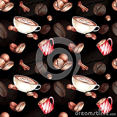 Seamless coffee pattern Stock Photo