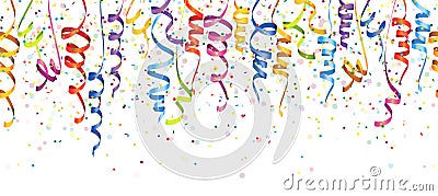 seamless colored confetti and streamers Vector Illustration