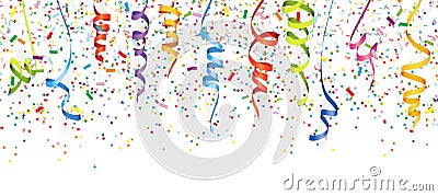 seamless colored confetti and streamers Vector Illustration
