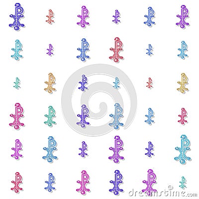 Seamless colored labarum background or pattern on white Stock Photo